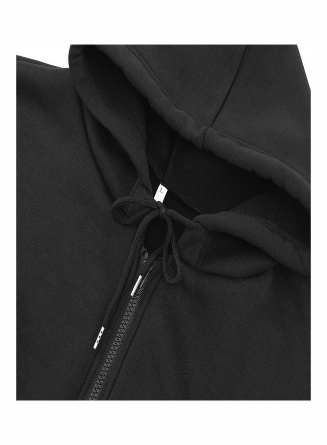 Unisex Zipper Hoodie Sweatshirt Printing Star Drawstring Couple Loose Pullover Black - Image 4