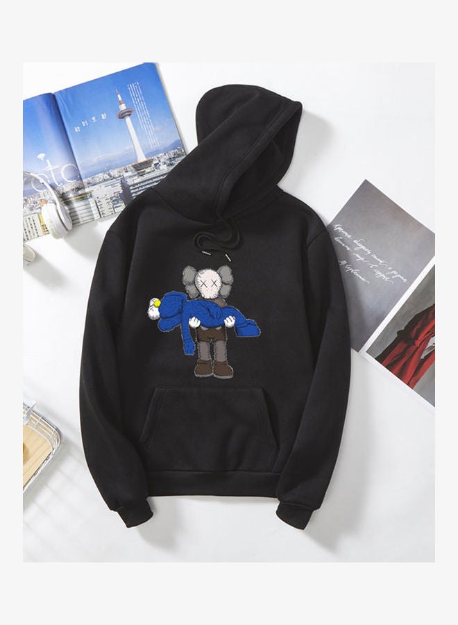 Generic Unisex Thicken Hoodie Sweatshirt Cartoon Sleeping Doll Couple Wear Loose Pullover Black  - Image 1