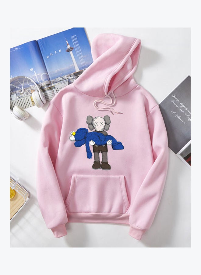 Generic Unisex Thicken Hoodie Sweatshirt Cartoon Sleeping Doll Couple Wear Loose Pullover Pink  - Image 1