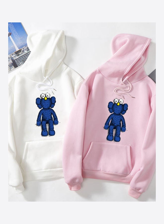 Generic Unisex Thicken Hoodie Sweatshirt Cartoon Sitting Doll Couple Wear Loose Pullover White  - Image 4
