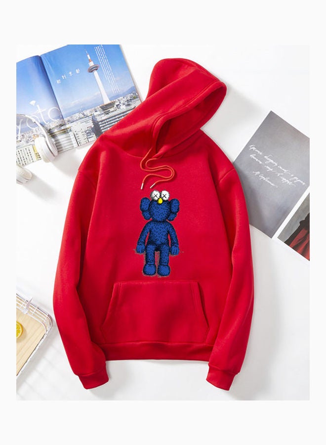 Generic Unisex Thicken Hoodie Sweatshirt Cartoon Sitting Doll Couple Wear Loose Pullover Red  - Image 1