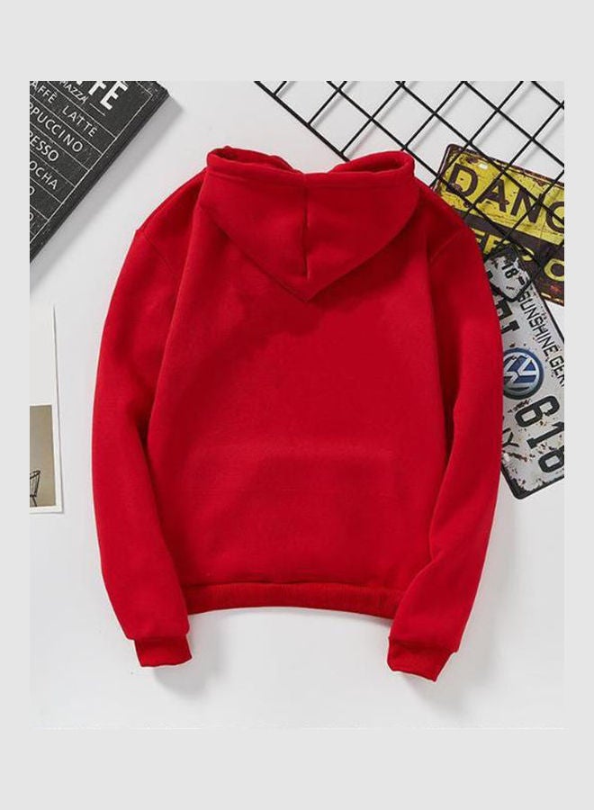 Generic Unisex Thicken Hoodie Sweatshirt Cartoon Sitting Doll Couple Wear Loose Pullover Red  - Image 4