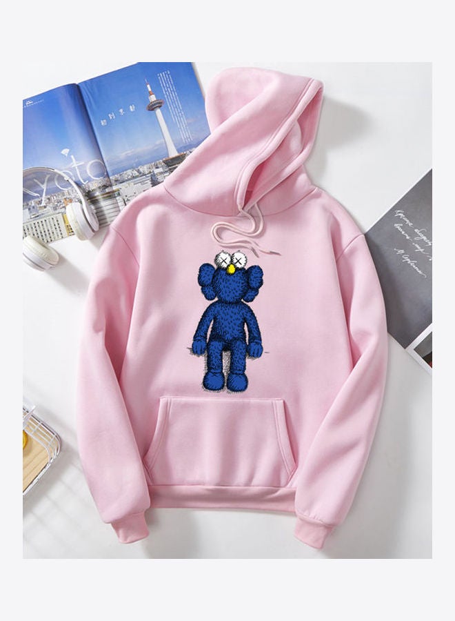 Generic Unisex Thicken Hoodie Sweatshirt Cartoon Sitting Doll Couple Wear Loose Pullover Pink  - Image 1