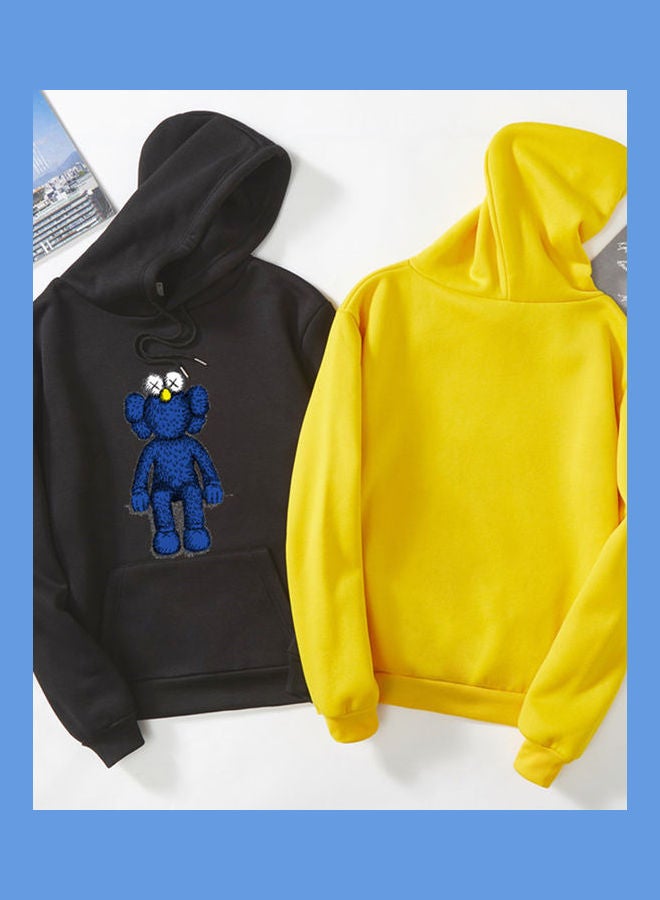 Unisex Thicken Hoodie Sweatshirt Cartoon Sitting Doll Couple Wear Loose Pullover Pink