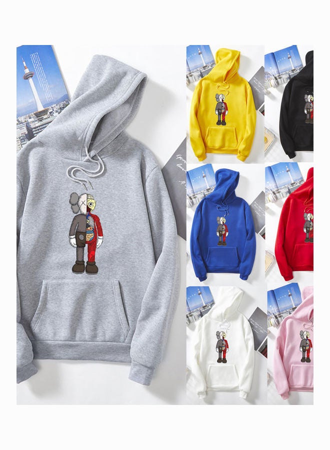 Generic Unisex Cartoon Hoodie Sweatshirt Combined Doll Thicken Couple Wear Loose Pullover Gray  - Image 3