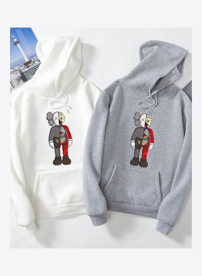 Generic Unisex Cartoon Hoodie Sweatshirt Combined Doll Thicken Couple Wear Loose Pullover Gray  - Image 4