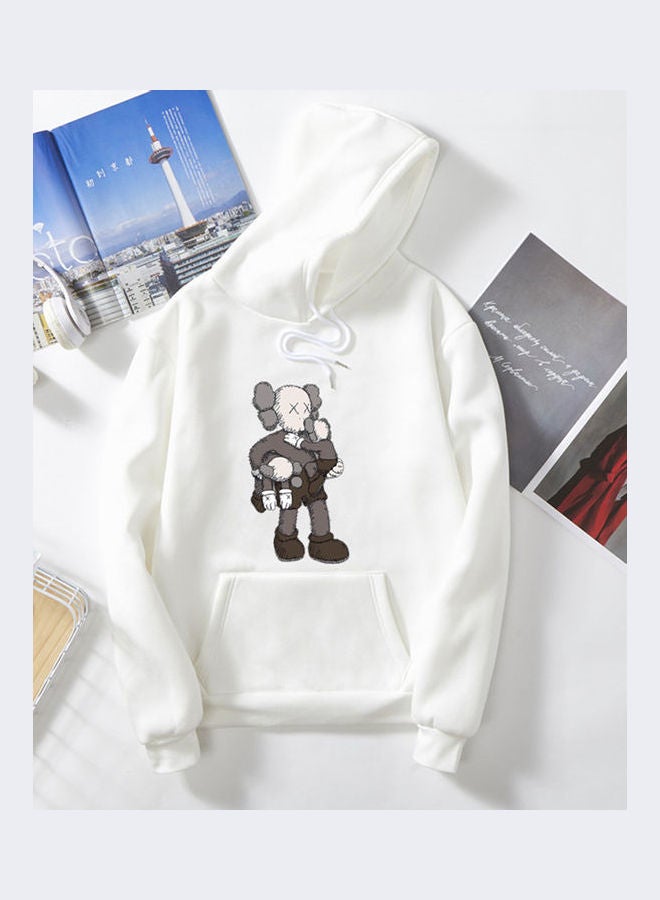 Generic Unisex Cartoon Thicken Hoodie Sweatshirt Climbing Doll Couple Wear Loose Pullover White  - Image 1