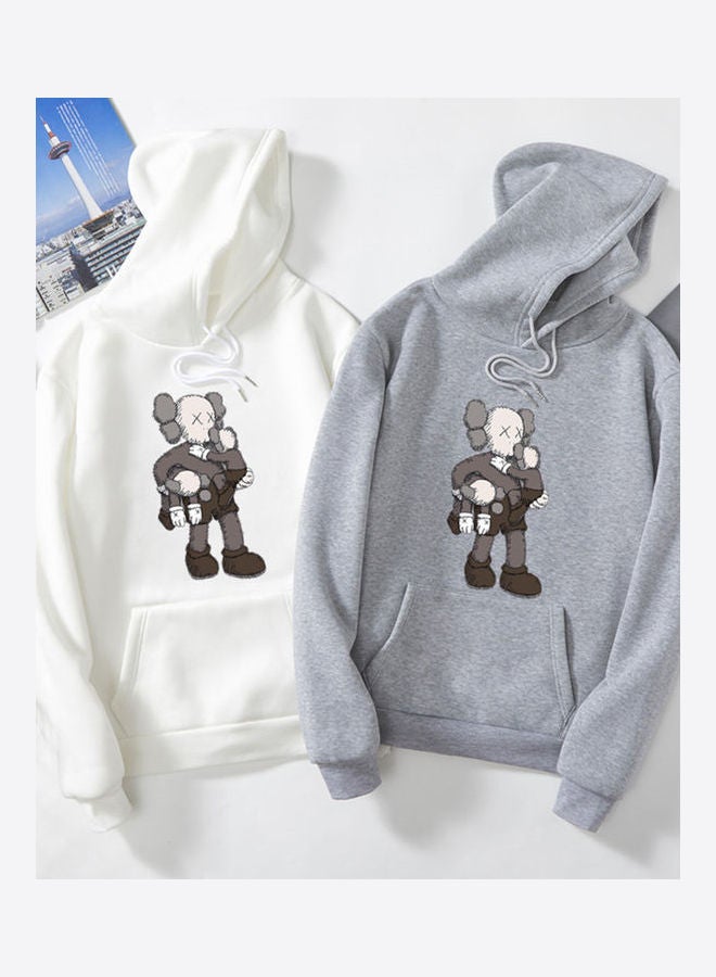 Generic Unisex Cartoon Thicken Hoodie Sweatshirt Climbing Doll Couple Wear Loose Pullover White  - Image 5