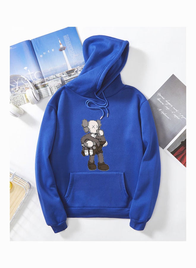 Unisex Cartoon Thicken Hoodie Sweatshirt Climbing Doll Couple Wear Loose Pullover Blue  - Image 1