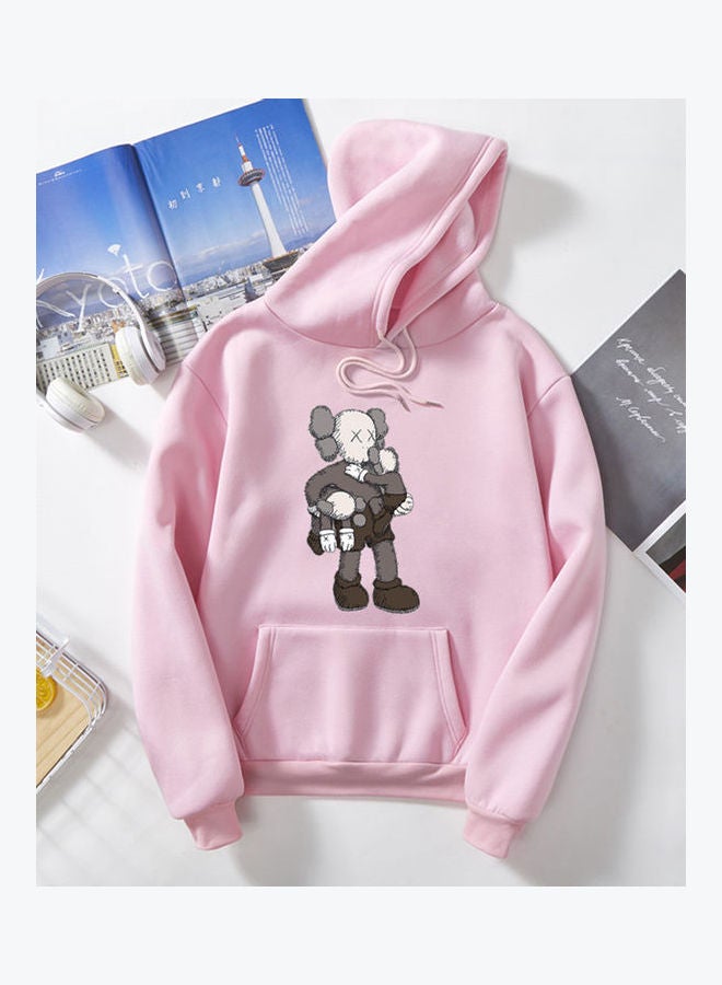 Generic Unisex Cartoon Thicken Hoodie Sweatshirt Climbing Doll Couple Wear Loose Pullover Pink  - Image 1