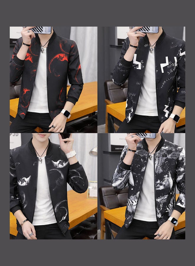 Man Casual Camouflage Hoodie Stand Collar Jacket Zippered Windbreaker Coat English Alphabet  - Image 3