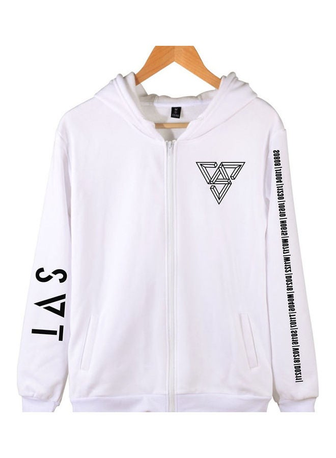 Concert Autumn Zipper Sweater Coat Jacket Tops White  - Image 1