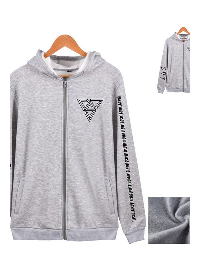 Concert Autumn Zipper Sweater Coat Jacket Tops White  - Image 4