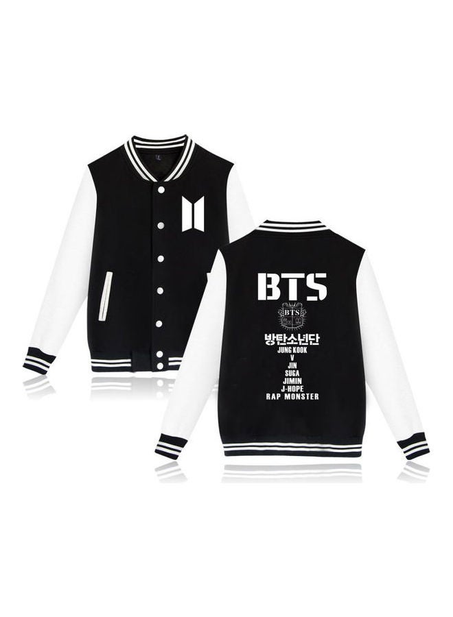 Couple BTS Single-breasted Top Loose Baseball Jacket Casual Cardigan Top Hoodie Black - Image 1