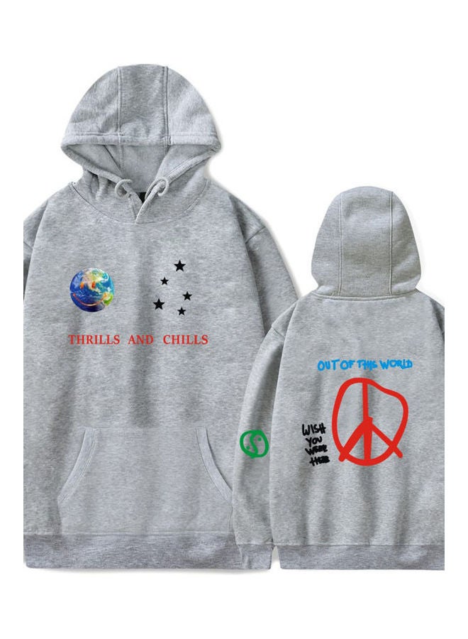 Travis Scotts Astroworld Long Sleeve Printing Hoodie Casual Loose Tops Hooded Sweater Gray - Image 1