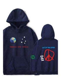 Travis Scotts Astroworld Long Sleeve Printing Hoodie Casual Loose Tops Hooded Sweater Navy