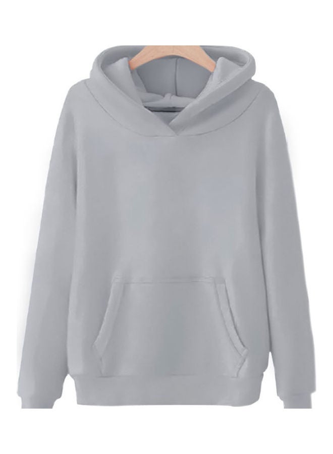 Hooded Sweatshirt Large Size Long Sleeve Casual Clothes Gray - Image 1