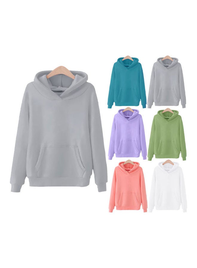 Hooded Sweatshirt Large Size Long Sleeve Casual Clothes Gray - Image 3