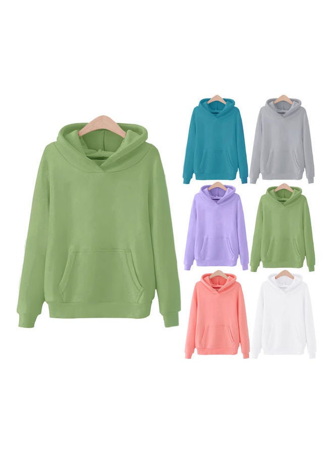 Hooded Sweatshirt Large Size Long Sleeve Casual Clothes Green  - Image 3