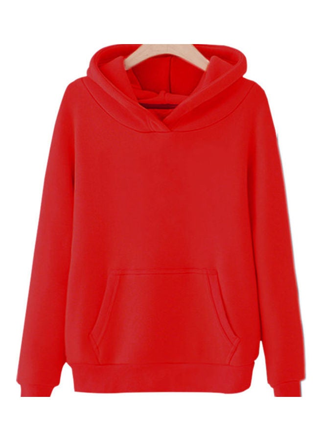 سويتشيرت بغطاء للرأس أحمر - Image 1