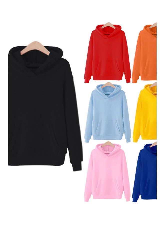 Hooded Sweatshirt Large Size Long Sleeve Casual Pullover Black  - Image 3