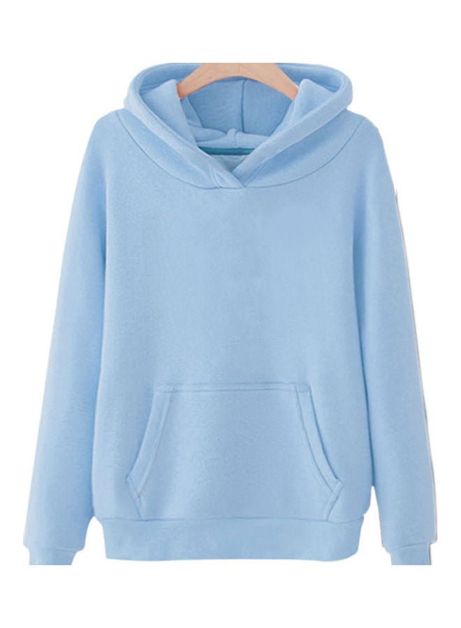 Hooded Sweatshirt Large Size Long Sleeve Casual Pullover Lake Blue  - Image 1
