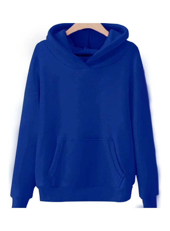 Hooded Sweatshirt Large Size Long Sleeve Casual Pullover Sapphire  - Image 1