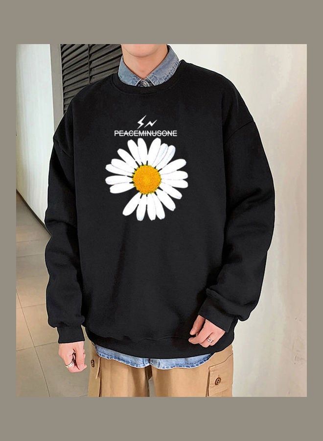 تيشيرت بأكمام طويلة بطبعة زهور الأقحوان أسود/ أبيض/ أصفر - Image 3