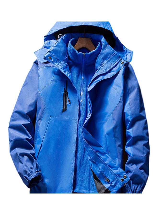 2-Pieces Of Windbreaker Jacket Autumn And Winter Three-In-One Detachable Outdoor Suits Set Blue  - Image 1
