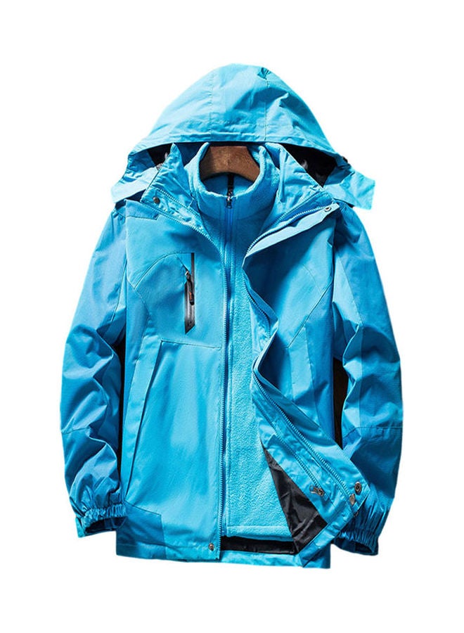 Pieces of 2 Men's and Women's Windbreaker Jacket Autumn and Winter Three-in-one Detachable Outdoor Suits Light Blue - Image 1