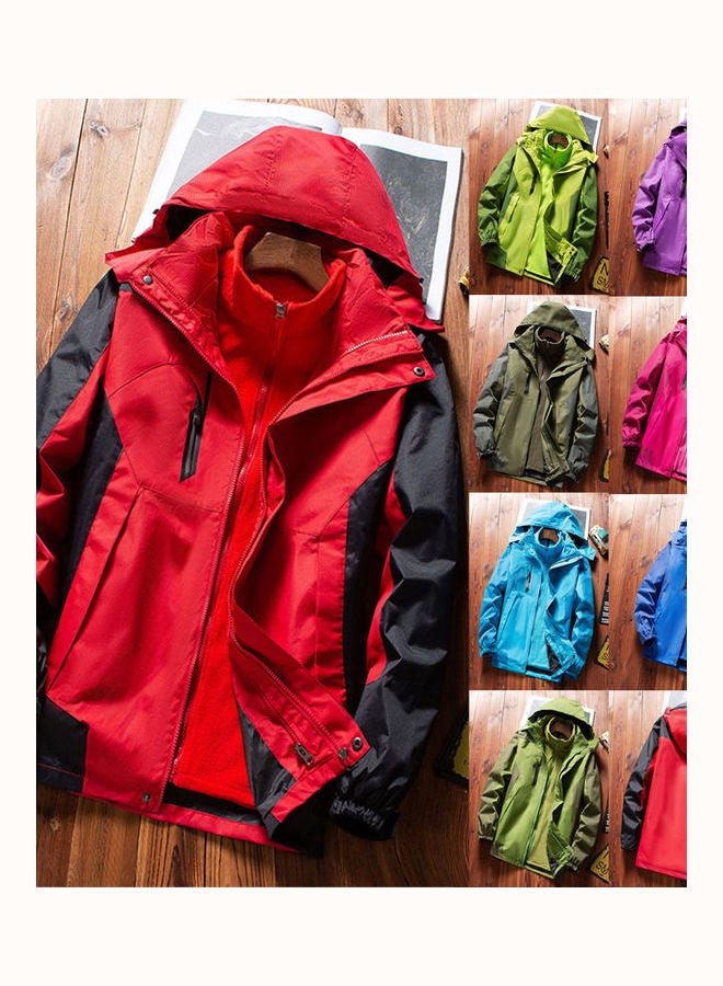 Pieces of 2 Men's and Women's Windbreaker Jacket Autumn and Winter Three-in-one Detachable Outdoor Suits Light Blue - Image 3