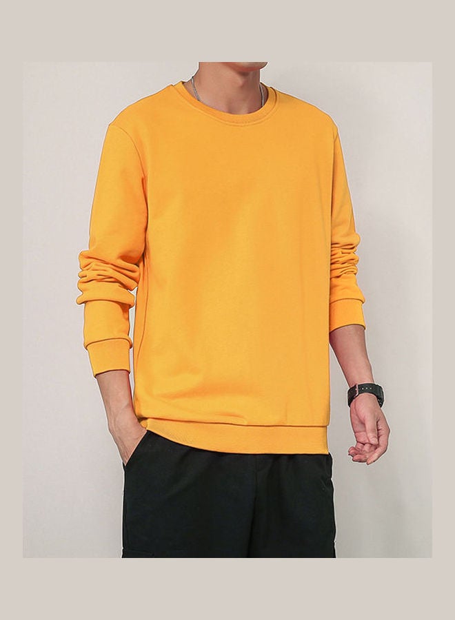 Generic - Men Spring Autumn Sweatshirts Casual Fashion Round Collar Coat Yellow - Image 1