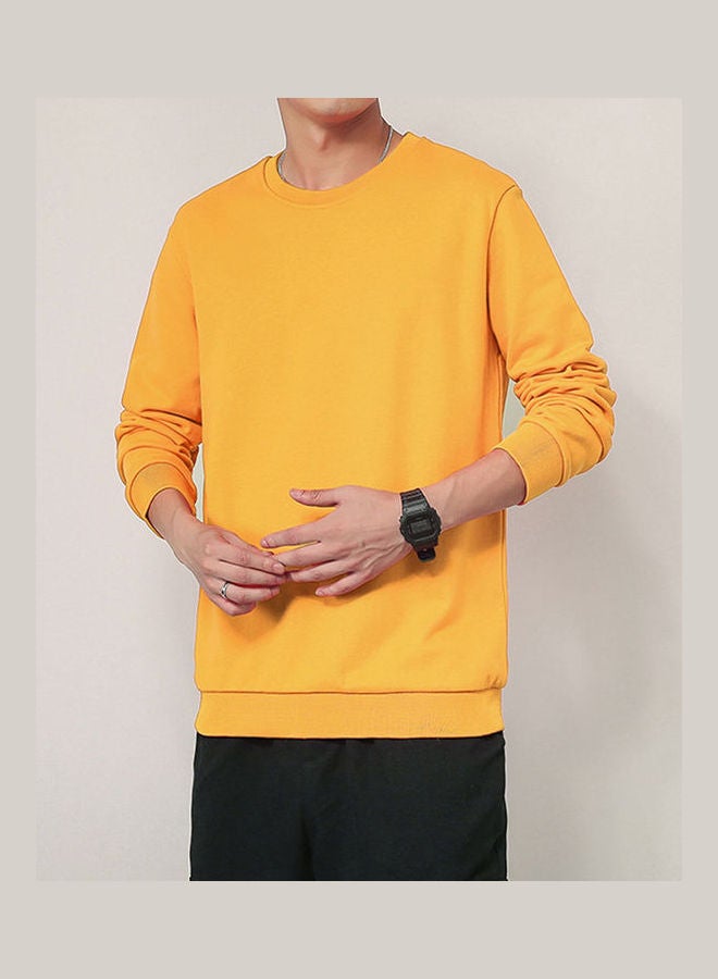 Generic - Men Spring Autumn Sweatshirts Casual Fashion Round Collar Coat Yellow - Image 1