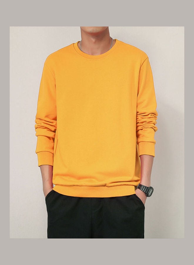 Generic - Men Spring Autumn Sweatshirts Casual Fashion Round Collar Coat Yellow - Image 1
