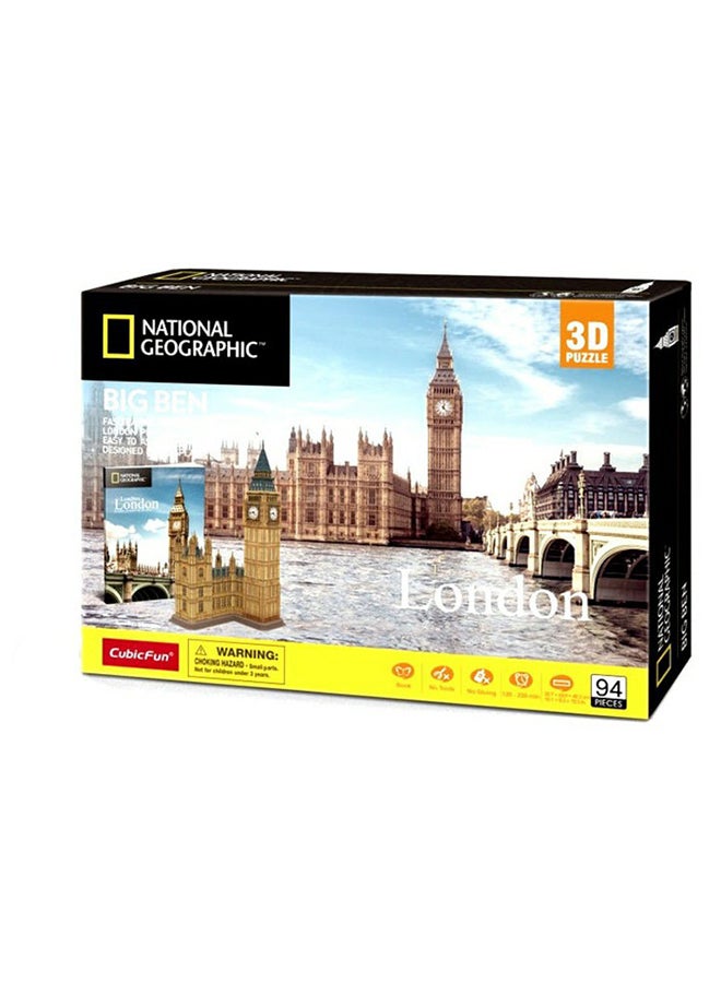 CubicFun - 94-Piece London Big Ben 3D Puzzle Playset 25.7x20.9x49.2cm - Image 1