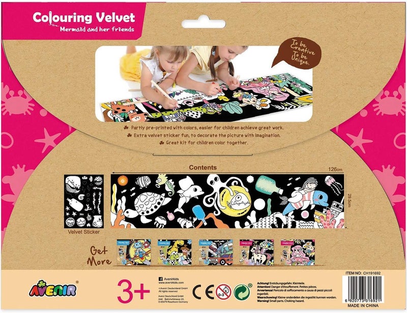 Avenir Mermaid Shaped Coloring Poster With Velvet Stickers 126 x 29.5cm - Image 2