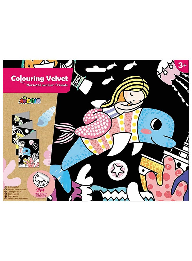 Avenir Mermaid Shaped Coloring Poster With Velvet Stickers 126 x 29.5cm - Image 1