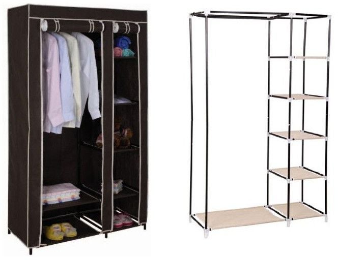 Portable Closet Organizer With 2 Sections Brown/White - v1605737891/N40812594A_2