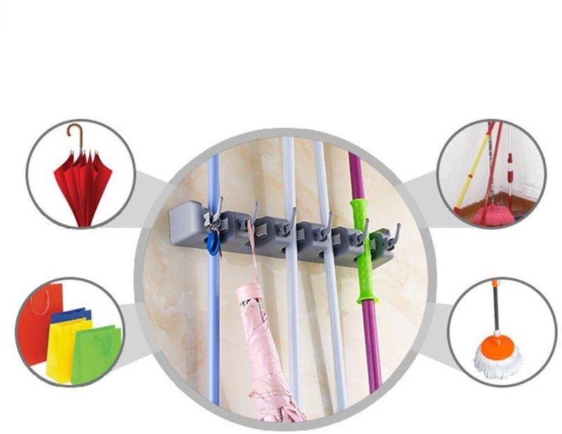 Mop And Broom Holder Wall Mount Grey - Image 2