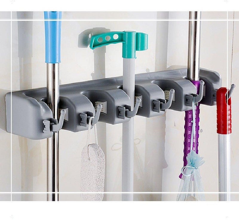 Mop And Broom Holder Wall Mount Grey - Image 4