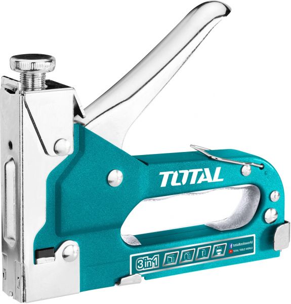 TOTAL 3 In 1 Heavy Duty Staple Gun Turquoise/Silver 600grams