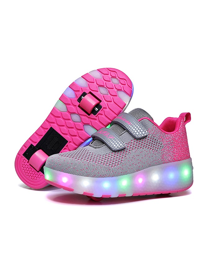SDSPEED 7 Colors LED Rechargeable Kids Roller Skate Shoes with Two Wheel Shoes Sport Sneaker Pink - Image 1
