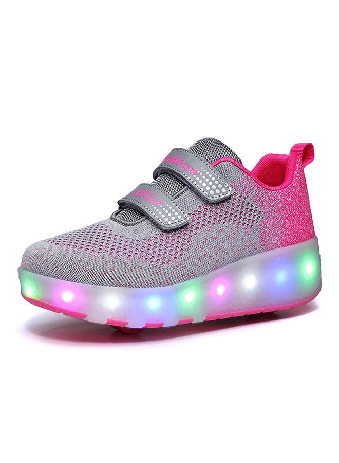 SDSPEED 7 Colors LED Rechargeable Kids Roller Skate Shoes with Two Wheel Shoes Sport Sneaker Pink - Image 2