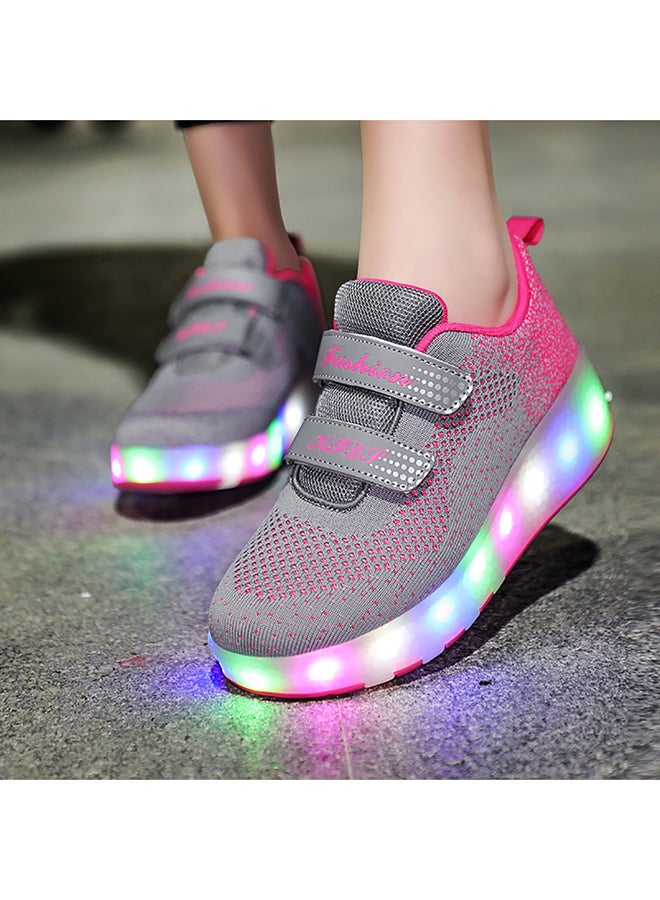 SDSPEED 7 Colors LED Rechargeable Kids Roller Skate Shoes with Two Wheel Shoes Sport Sneaker Pink - Image 3