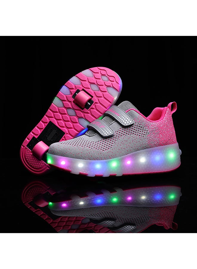 SDSPEED 7 Colors LED Rechargeable Kids Roller Skate Shoes with Two Wheel Shoes Sport Sneaker Pink - Image 4