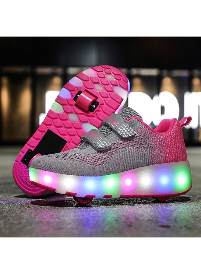 SDSPEED 7 Colors LED Rechargeable Kids Roller Skate Shoes with Two Wheel Shoes Sport Sneaker Pink - Image 5