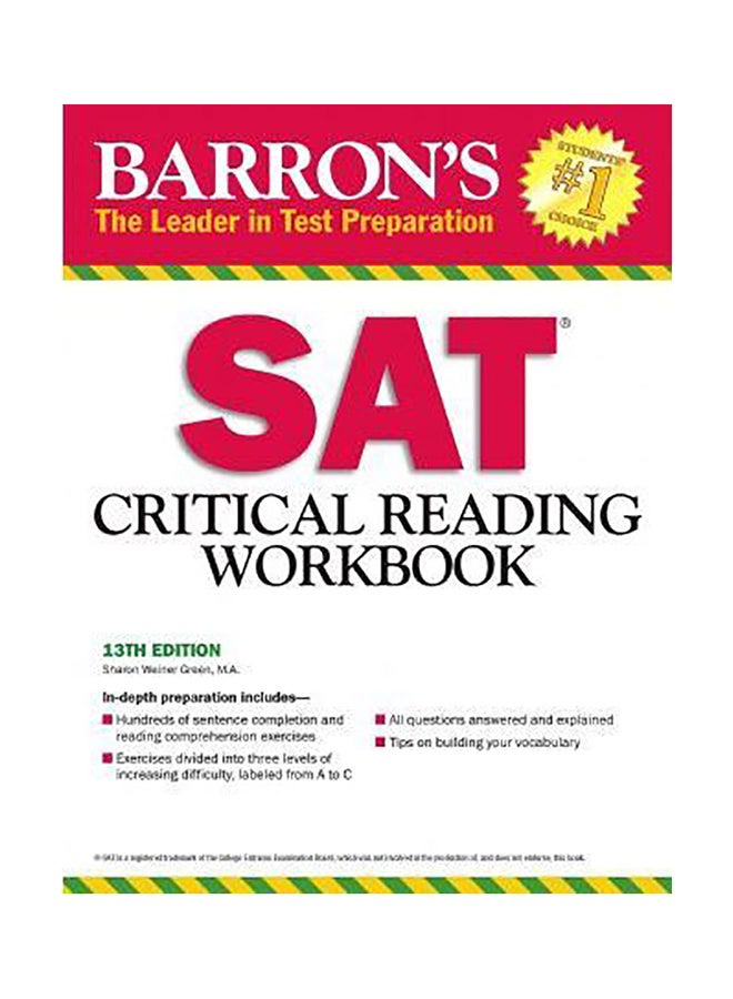 Sat Critical Reading Workbook Paperback English by Sharon Weiner Green - 01032018 
