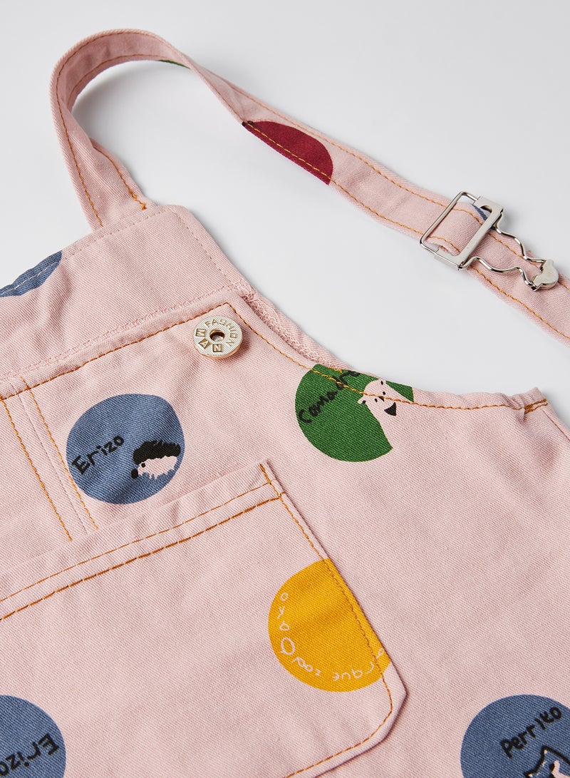 babyqlo Solid Round Neck T-Shirt with Dungaree Set White  - Image 3