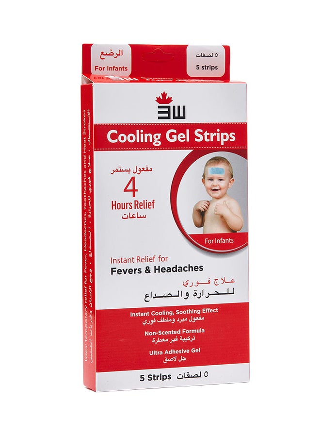 3W Healthcare 3W Cooling Gel Strips Infant 5 Strips For Fever Discomfort And Pain Relief Last Up To 8 Hours Cooling Relief Fever Reducer And Soothe Headache Pain - Image 1