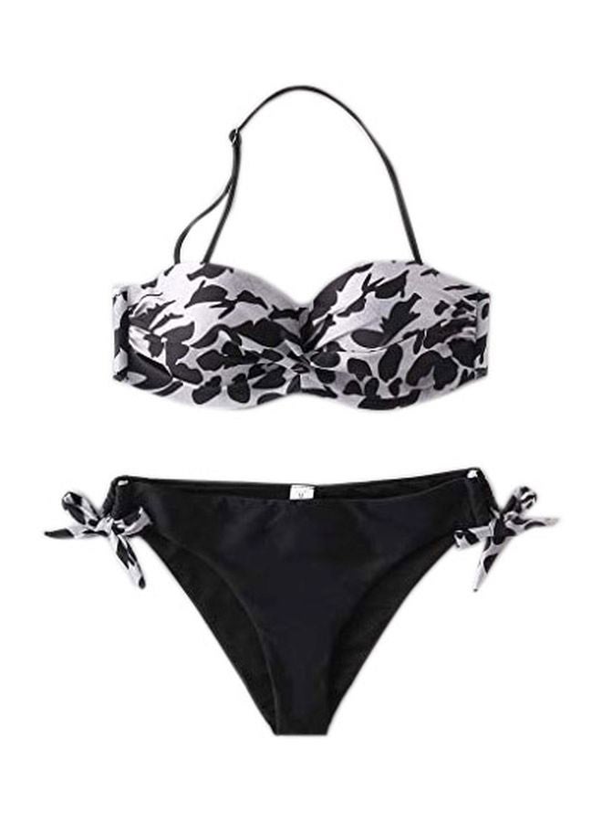 Generic - 2-Piece Printed Bikini Set Black/White - Image 1